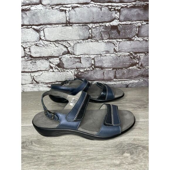 SAS Tripad NUDU Navy Blue Leather Ankle Strap Sandals Women Sz 8.5M US/39EU USA - Picture 14 of 16